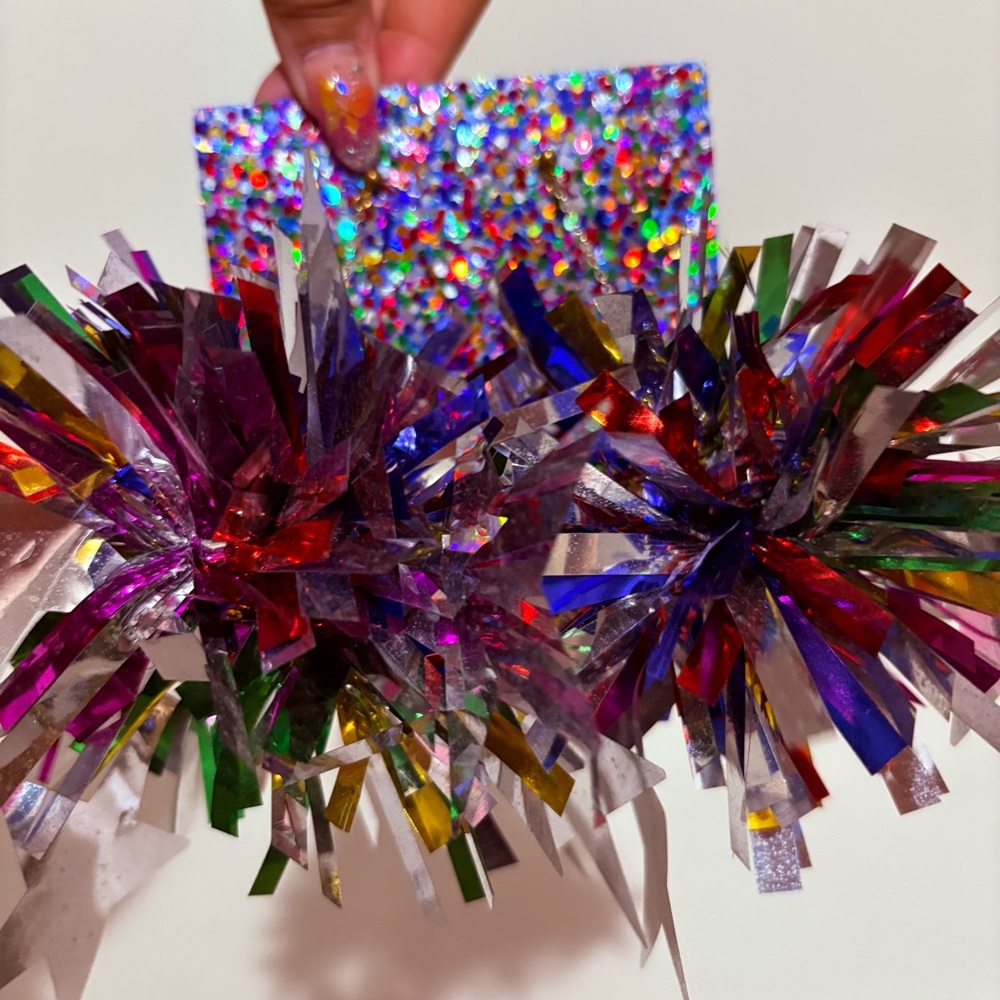 Colorful Metallic Pom Pom fireworks and stars earrings